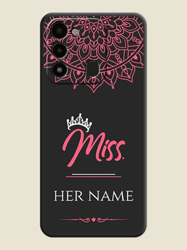 Custom Mrs Name with Floral Design on Space Black Personalized Soft Matte Phone Covers - Tecno Spark 8C - alternate view