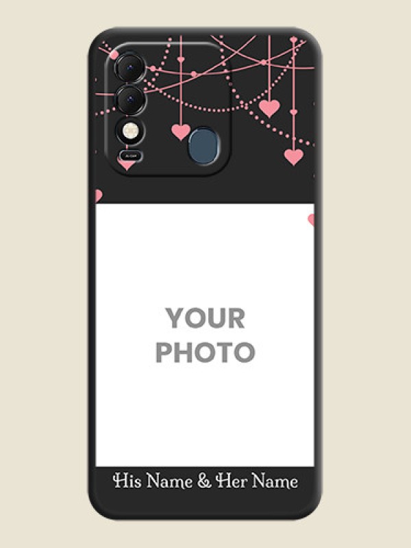 Custom Pink Love Hangings with Text on Space Black Custom Soft Matte Back Cover - Tecno Spark 8T - alternate view