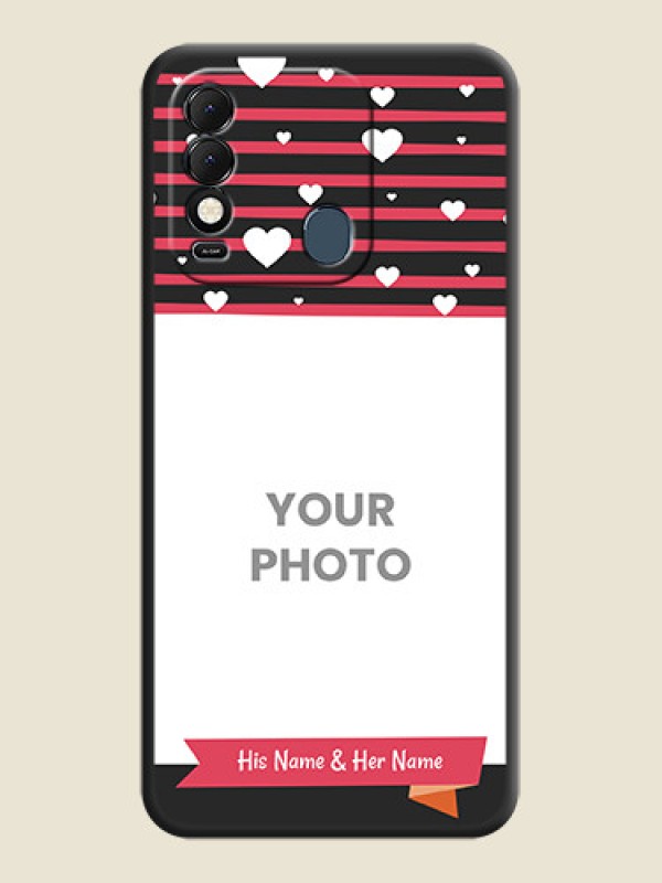 Custom White Color Love Symbols with Pink Lines Pattern on Space Black Custom Soft Matte Phone Cases - Tecno Spark 8T - alternate view