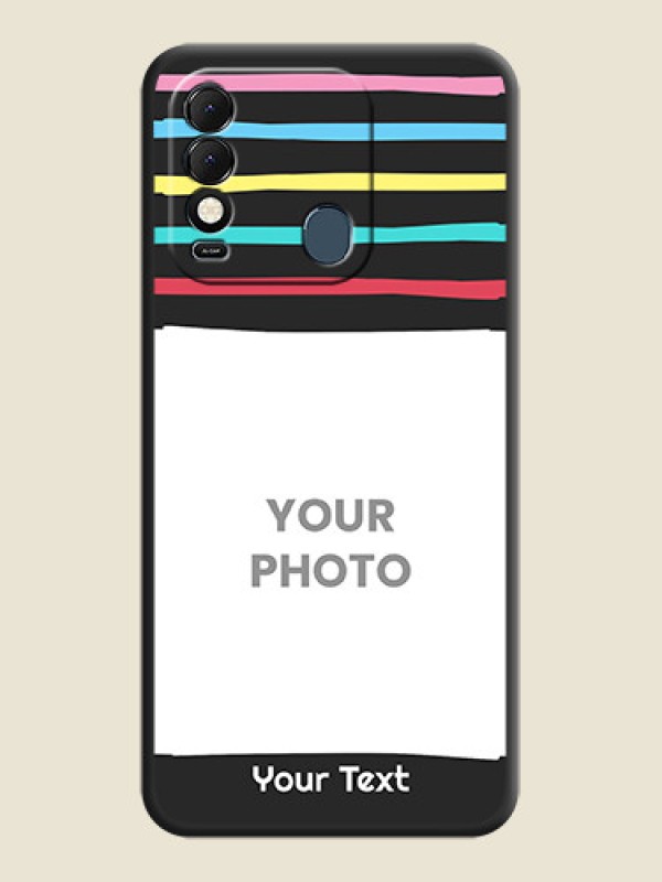 Custom Multicolor Lines with Image on Space Black Personalized Soft Matte Phone Covers - Tecno Spark 8T - alternate view