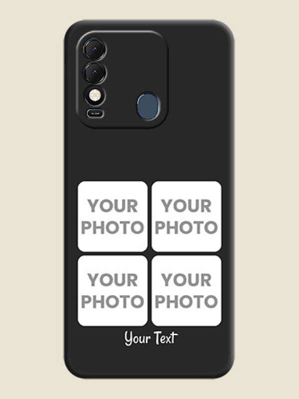 Custom Floral Art with 6 Image Holder on Photo on Space Black Soft Matte Mobile Case - Tecno Spark 8T - alternate view