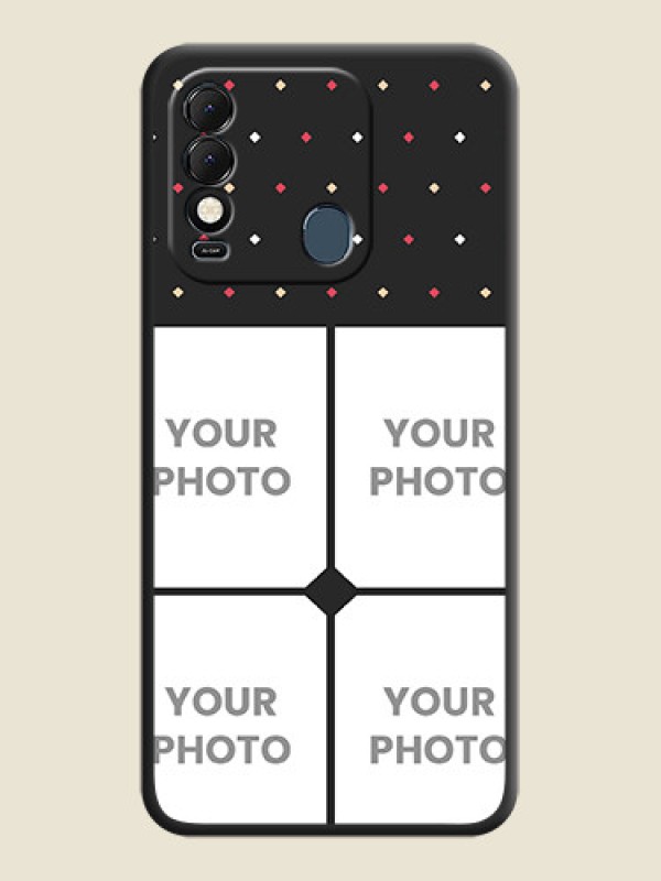 Custom Multicolor Dotted Pattern with 4 Image Holder on Space Black Custom Soft Matte Phone Cases - Tecno Spark 8T - alternate view