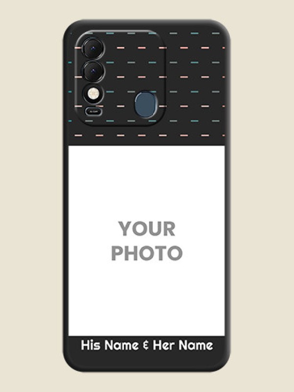 Custom Line Pattern Design with Text on Space Black Custom Soft Matte Phone Back Cover - Tecno Spark 8T - alternate view
