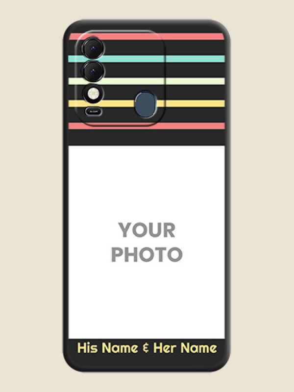 Custom Color Stripes with Photo and Text on Photo on Space Black Soft Matte Mobile Case - Tecno Spark 8T - alternate view