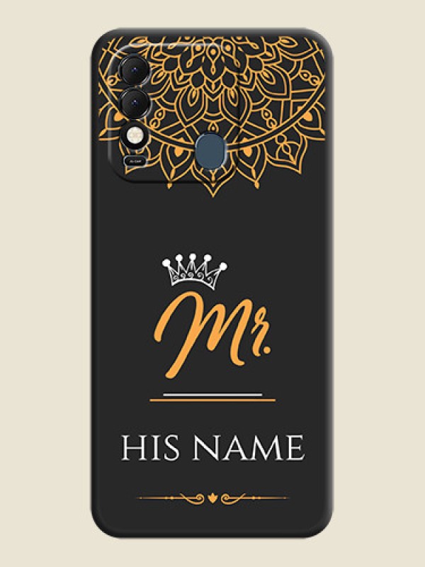 Custom Mr Name with Floral Design  on Personalised Space Black Soft Matte Cases - Tecno Spark 8T - alternate view