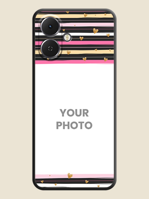 Custom Multicolor Lines and Golden Love Symbols Design on Photo On Space Black Custom Soft Matte Mobile Back Cover - Tecno Spark Go 2 - alternate view