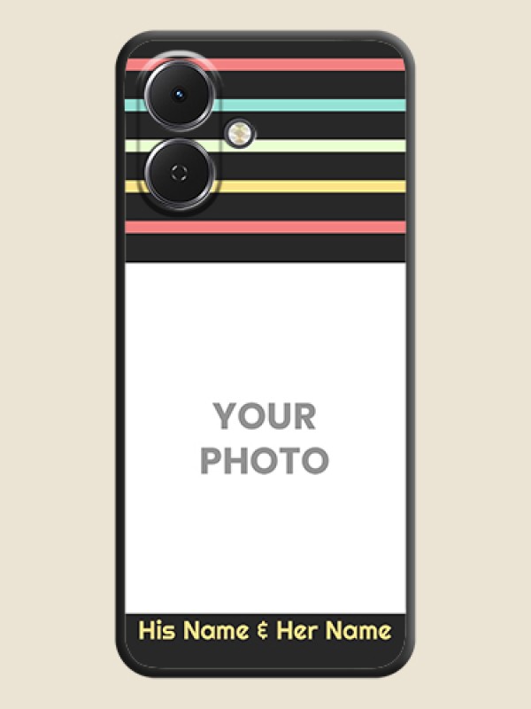 Custom Color Stripes with Photo and Text on Photo On Space Black Custom Soft Matte Mobile Back Cover - Tecno Spark Go 2 - alternate view