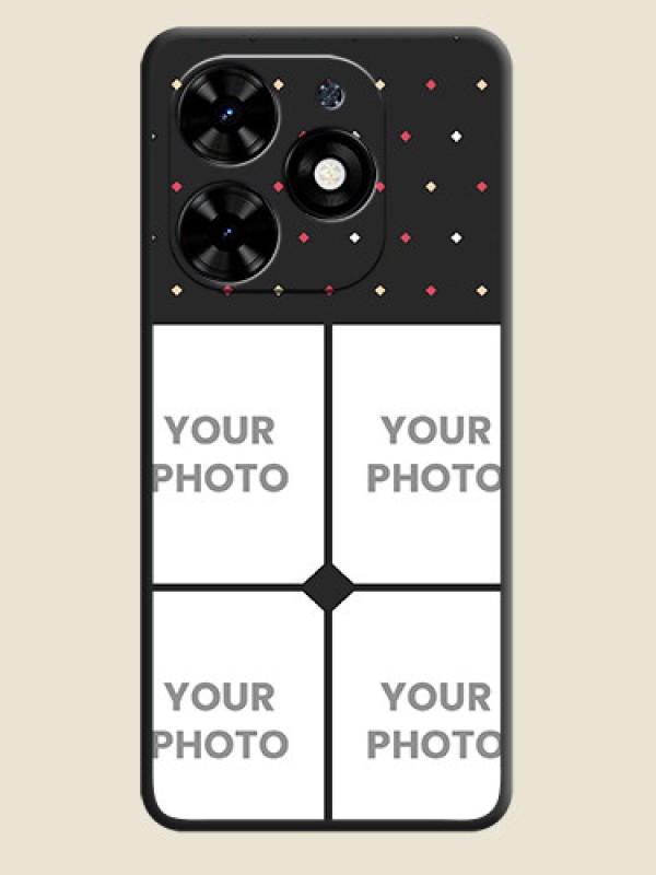 Custom Multicolor Dotted Pattern with 4 Image Holder on Space Black Custom Soft Matte Phone Cases - Tecno Spark Go 2024 - alternate view