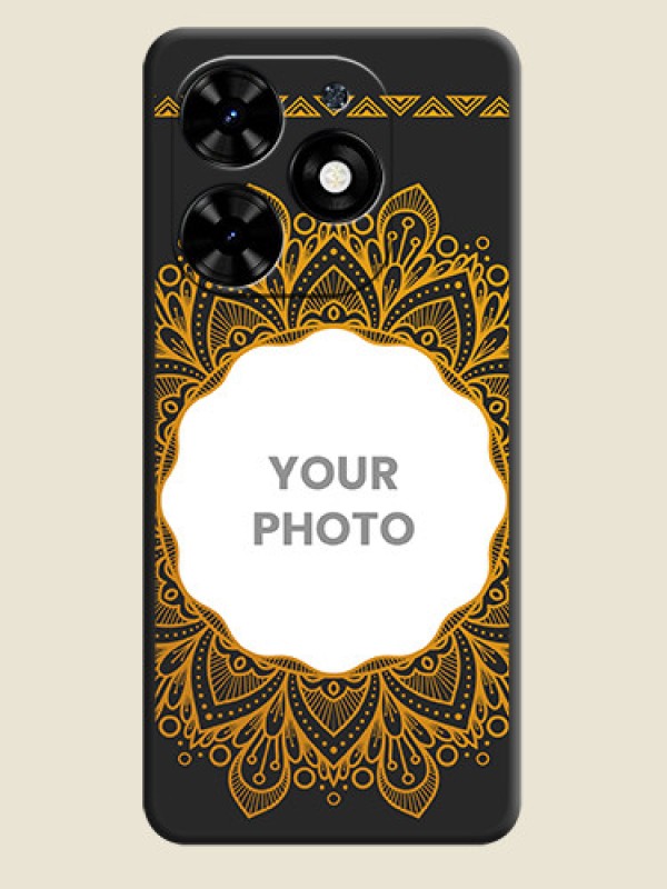 Custom Round Image with Floral Design - Photo on Space Black Soft Matte Mobile Cover - Tecno Spark Go 2024 - alternate view