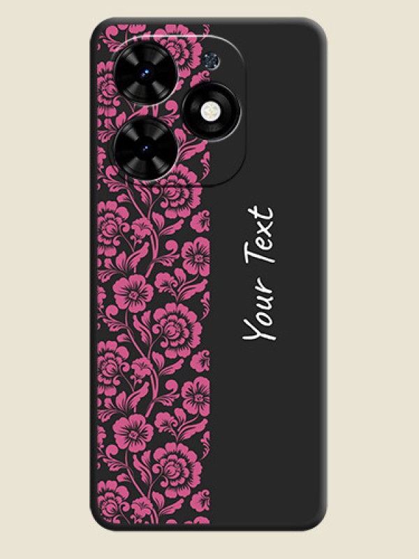Custom Pink Floral Pattern Design With Custom Text On Space Black Personalized Soft Matte Phone Covers - Tecno Spark Go 2024 - alternate view