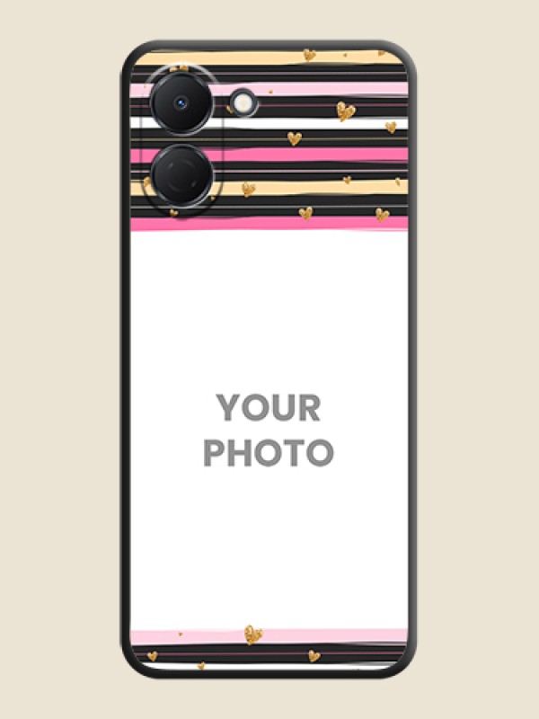 Custom Multicolor Lines and Golden Love Symbols Design on Photo On Space Black Custom Soft Matte Mobile Back Cover - Tecno Spark Go 3 - alternate view