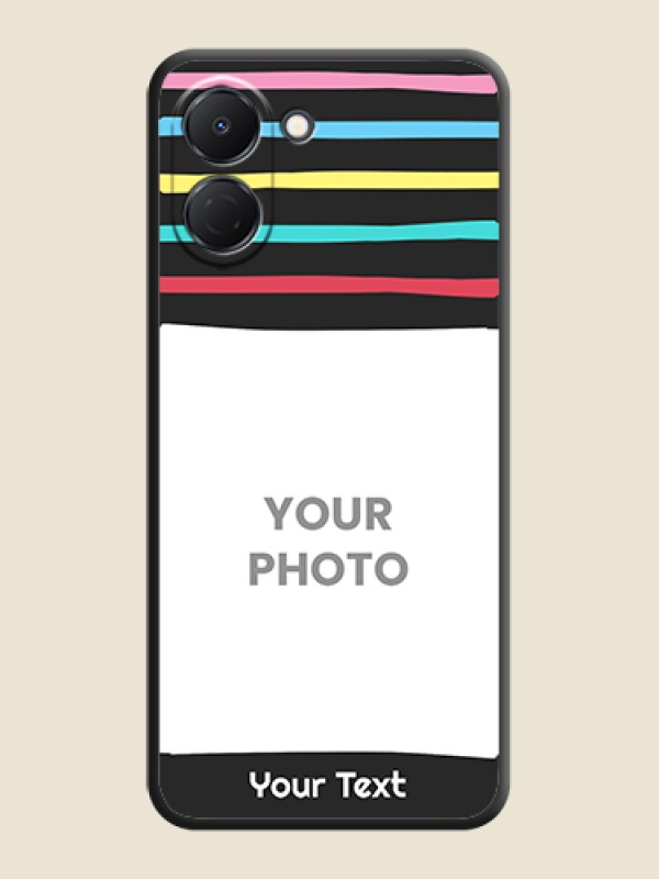 Custom Multicolor Lines with Image On Space Black Custom Soft Matte Mobile Back Cover - Tecno Spark Go 3 - alternate view