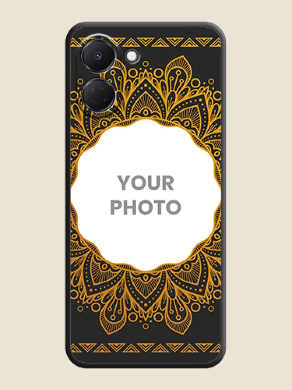 Custom Round Image with Floral Design On Space Black Custom Soft Matte Mobile Back Cover - Tecno Spark Go 3 - alternate view
