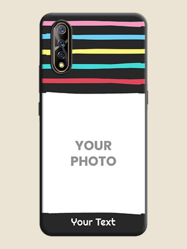 Custom Multicolor Lines with Image on Space Black Personalized Soft Matte Phone Covers - Vivo S1 - alternate view
