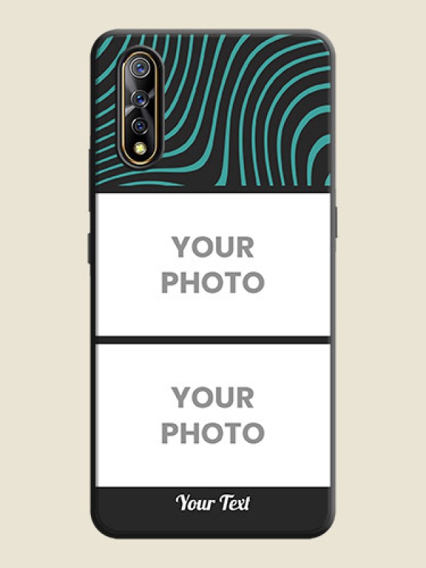 Custom Wave Pattern with 2 Image Holder on Space Black Personalized Soft Matte Phone Covers - Vivo S1 - alternate view