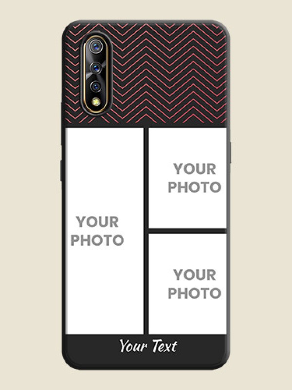 Custom Wave Pattern with 3 Image Holder on Space Black Custom Soft Matte Back Cover - Vivo S1 - alternate view