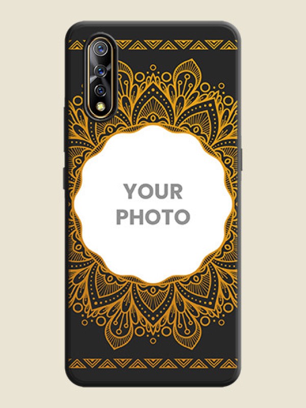 Custom Round Image with Floral Design - Photo on Space Black Soft Matte Mobile Cover - Vivo S1 - alternate view
