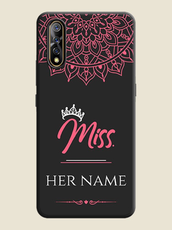 Custom Mrs Name with Floral Design on Space Black Personalized Soft Matte Phone Covers - Vivo S1 - alternate view