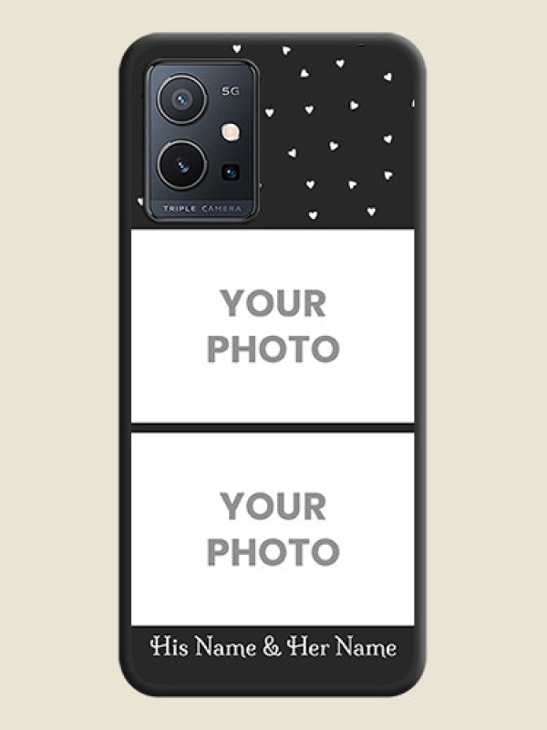 Custom Miniature Love Symbols with Name on Space Black Custom Soft Matte Back Cover - Vivo T1 5G - alternate view