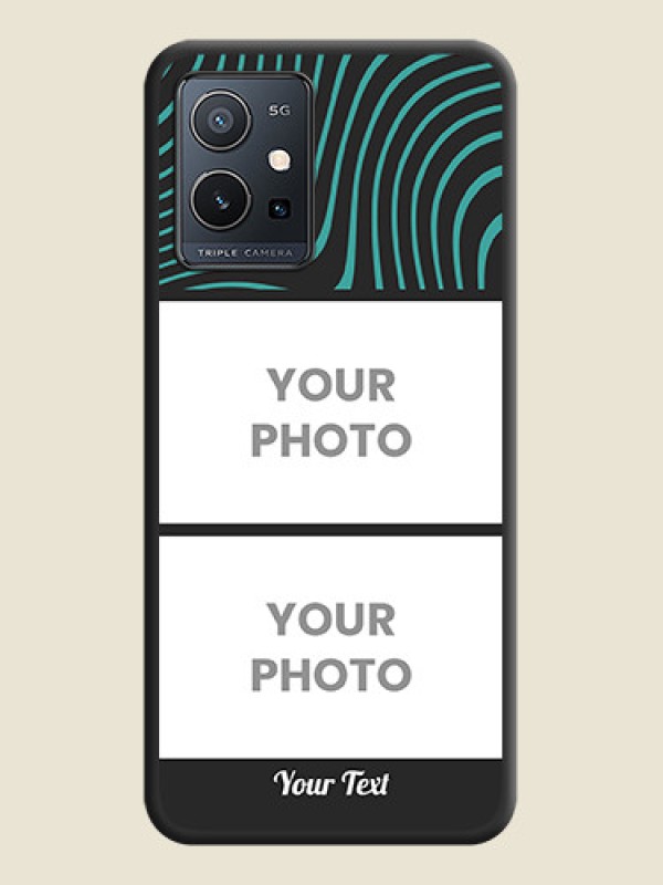 Custom Wave Pattern with 2 Image Holder on Space Black Personalized Soft Matte Phone Covers - Vivo T1 5G - alternate view