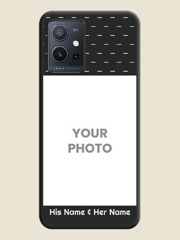 Custom Line Pattern Design with Text on Space Black Custom Soft Matte Phone Back Cover - Vivo T1 5G - alternate view