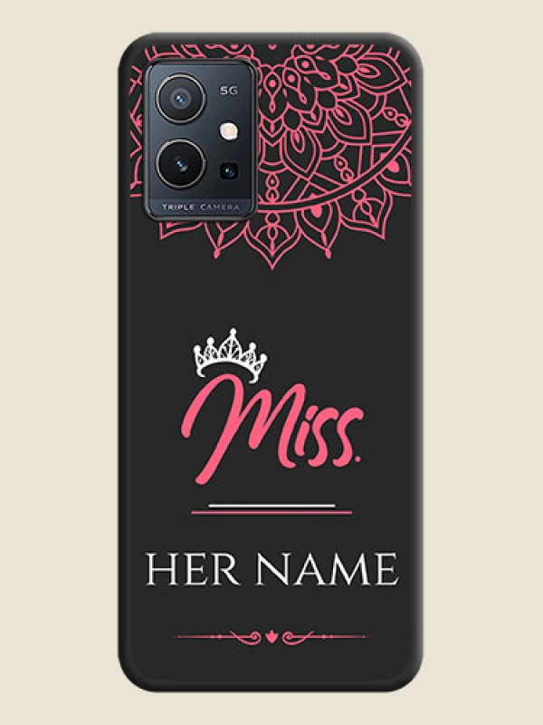 Custom Mrs Name with Floral Design on Space Black Personalized Soft Matte Phone Covers - Vivo T1 5G - alternate view