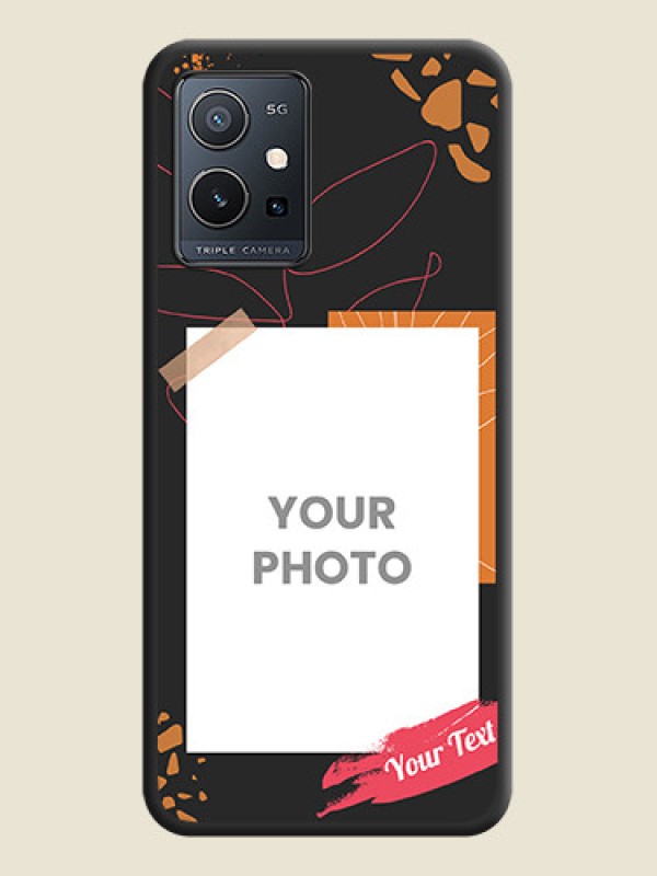 Custom Orange Photo Frame on Space Black Custom Soft Matte Phone Back Cover - Vivo T1 5G - alternate view
