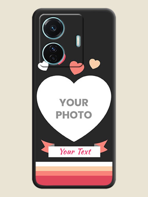 Custom Love Shaped Photo with Colorful Stripes on Personalised Space Black Soft Matte Cases - Vivo T1 Pro 5G - alternate view