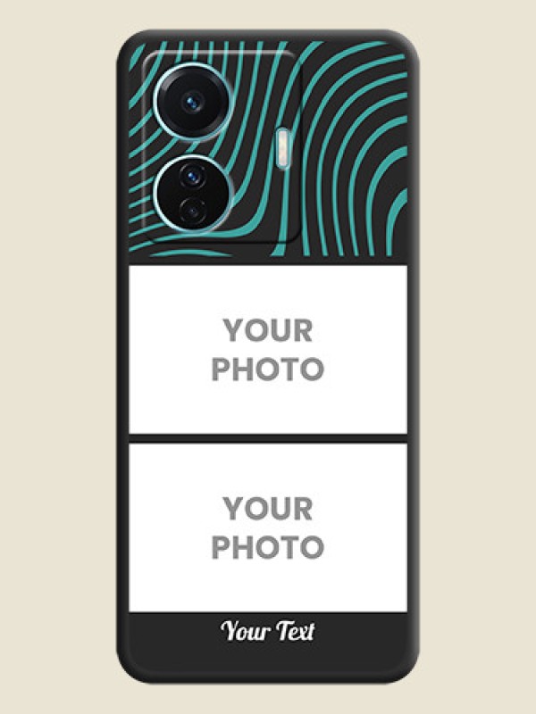 Custom Wave Pattern with 2 Image Holder on Space Black Personalized Soft Matte Phone Covers - Vivo T1 Pro 5G - alternate view