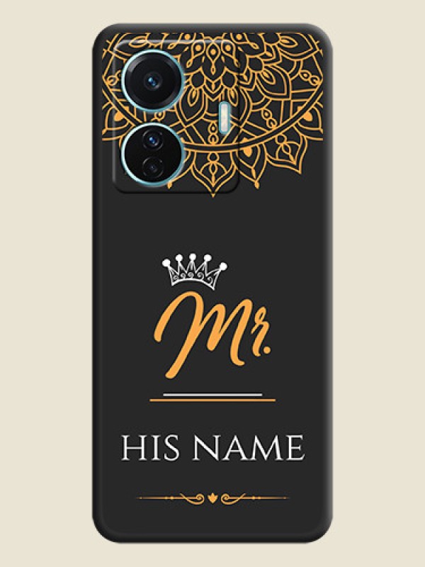 Custom Mr Name with Floral Design  on Personalised Space Black Soft Matte Cases - Vivo T1 Pro 5G - alternate view