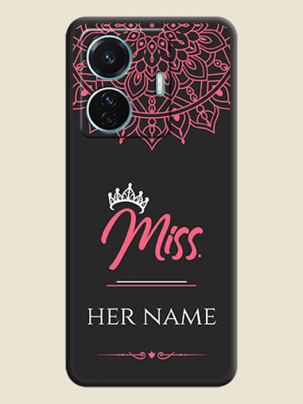 Custom Mrs Name with Floral Design on Space Black Personalized Soft Matte Phone Covers - Vivo T1 Pro 5G - alternate view