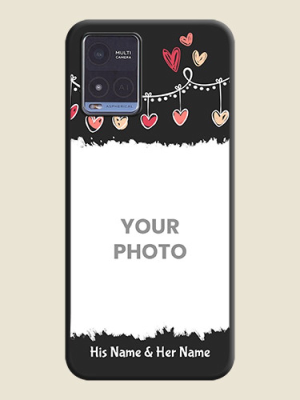 Custom Pink Love Hangings with Name on Space Black Custom Soft Matte Phone Cases - Vivo T1x - alternate view