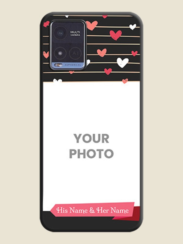 Custom Love Pattern with Name on Pink Ribbon  on Photo on Space Black Soft Matte Back Cover - Vivo T1x - alternate view