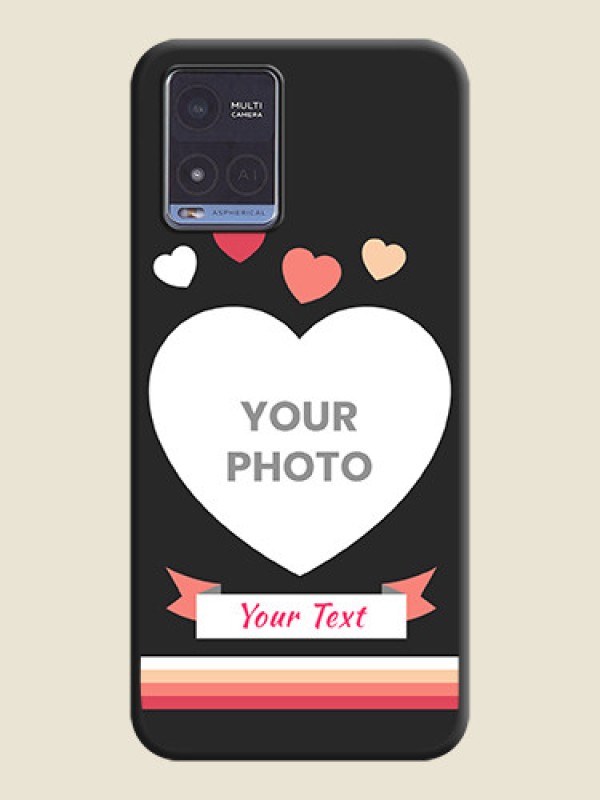 Custom Love Shaped Photo with Colorful Stripes on Personalised Space Black Soft Matte Cases - Vivo T1x - alternate view