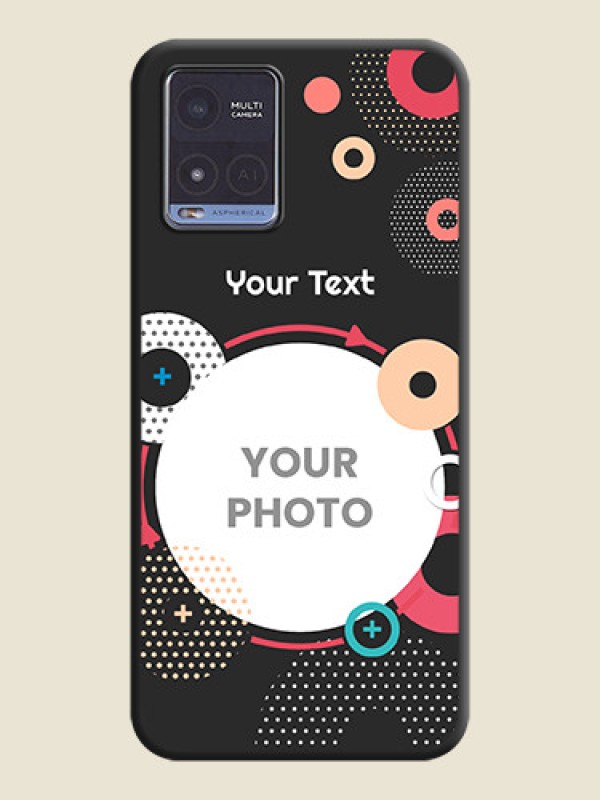 Custom Multicoloured Round Image on Personalised Space Black Soft Matte Cases - Vivo T1x - alternate view