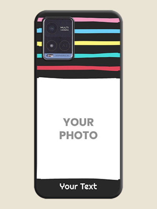 Custom Multicolor Lines with Image on Space Black Personalized Soft Matte Phone Covers - Vivo T1x - alternate view