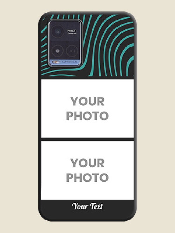 Custom Wave Pattern with 2 Image Holder on Space Black Personalized Soft Matte Phone Covers - Vivo T1x - alternate view