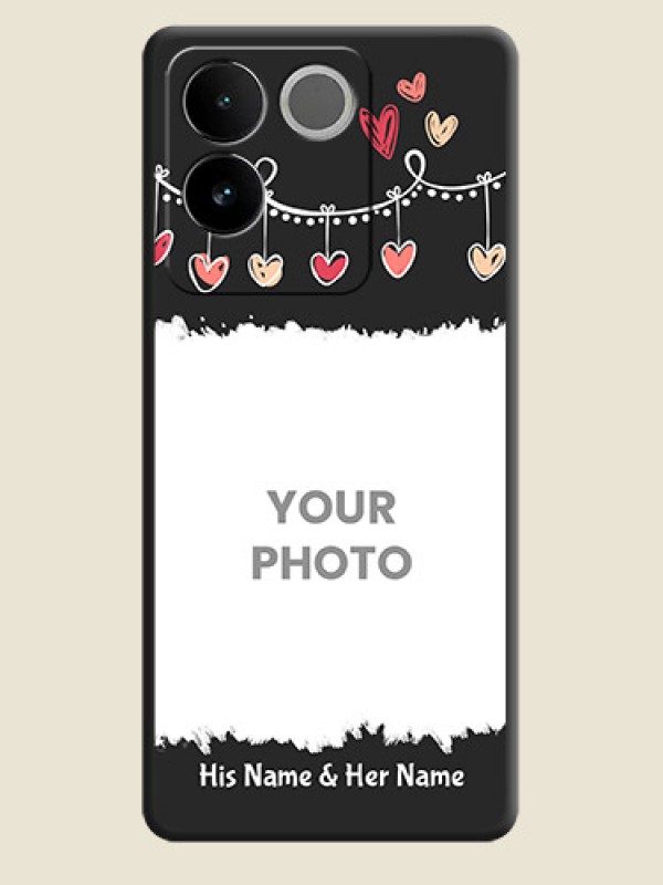 Custom Pink Love Hangings with Name On Space Black Custom Soft Matte Mobile Back Cover - Vivo T2 Pro 5G - alternate view
