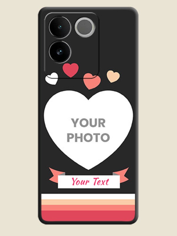 Custom Love Shaped Photo with Colorful Stripes On Space Black Custom Soft Matte Mobile Back Cover - Vivo T2 Pro 5G - alternate view