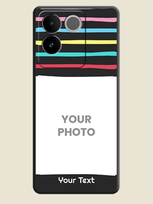 Custom Multicolor Lines with Image On Space Black Custom Soft Matte Mobile Back Cover - Vivo T2 Pro 5G - alternate view