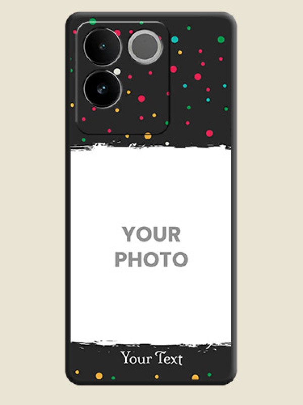 Custom Multicolor Dotted Pattern with Text  On Space Black Custom Soft Matte Mobile Back Cover - Vivo T2 Pro 5G - alternate view