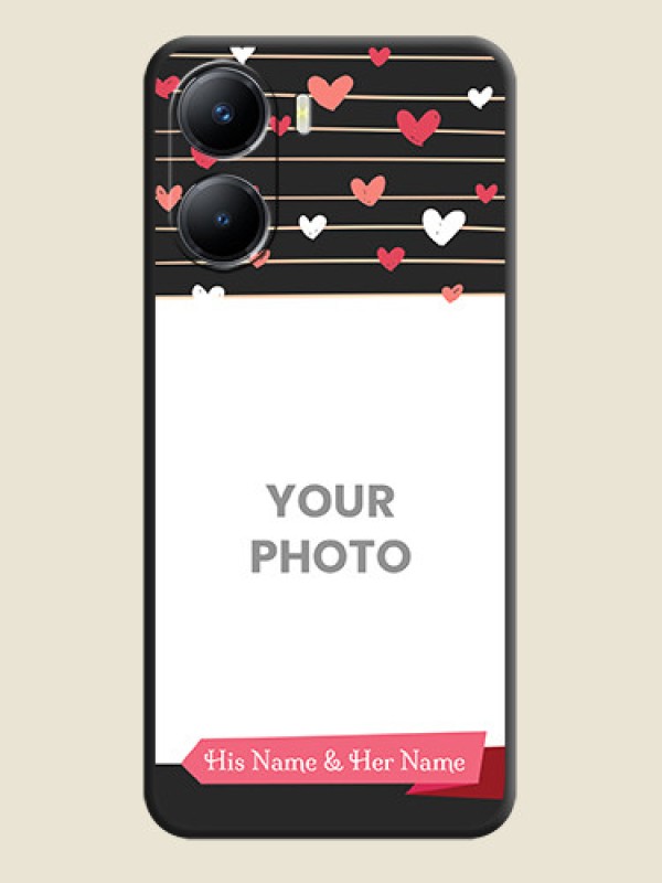 Custom Love Pattern with Name on Pink Ribbon  on Photo on Space Black Soft Matte Back Cover - Vivo T2x 5G - alternate view