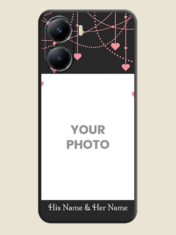 Custom Pink Love Hangings with Text on Space Black Custom Soft Matte Back Cover - Vivo T2x 5G - alternate view