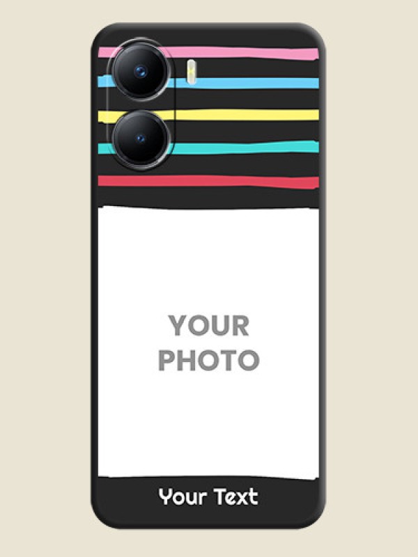 Custom Multicolor Lines with Image on Space Black Personalized Soft Matte Phone Covers - Vivo T2x 5G - alternate view