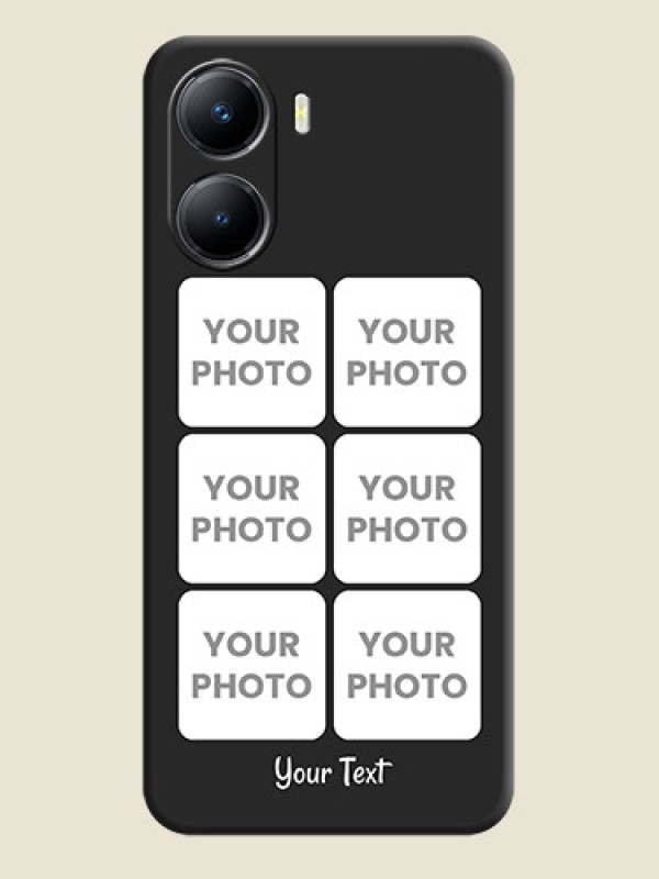 Custom Floral Art with 6 Image Holder on Photo on Space Black Soft Matte Mobile Case - Vivo T2x 5G - alternate view