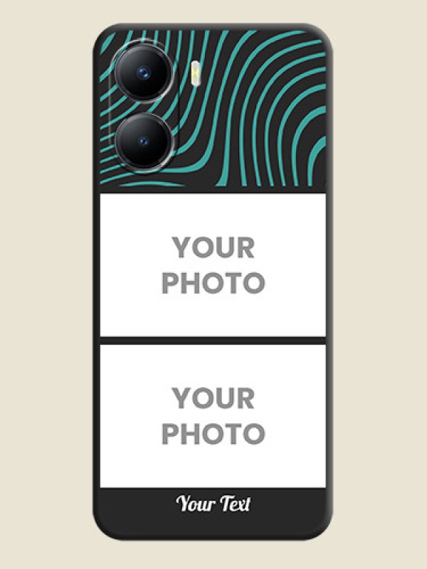 Custom Wave Pattern with 2 Image Holder on Space Black Personalized Soft Matte Phone Covers - Vivo T2x 5G - alternate view