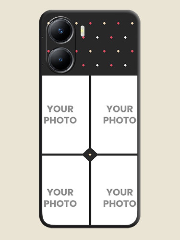 Custom Multicolor Dotted Pattern with 4 Image Holder on Space Black Custom Soft Matte Phone Cases - Vivo T2x 5G - alternate view