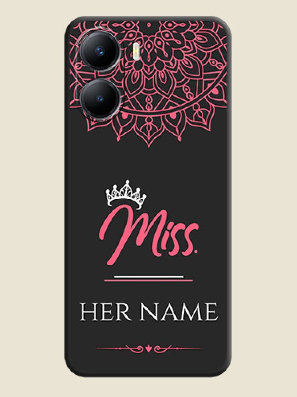 Custom Mrs Name with Floral Design on Space Black Personalized Soft Matte Phone Covers - Vivo T2x 5G - alternate view