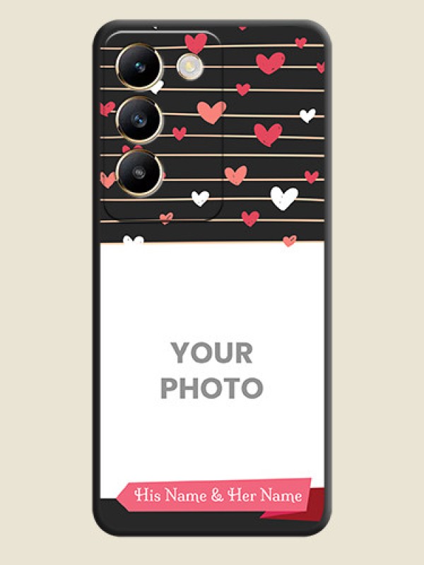 Custom Love Pattern with Name on Pink Ribbon - Photo on Space Black Soft Matte Back Cover - Vivo T3 5G - alternate view