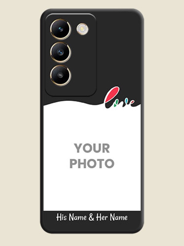 Custom Fall in Love Pattern with Picture - Photo on Space Black Soft Matte Mobile Case - Vivo T3 5G - alternate view